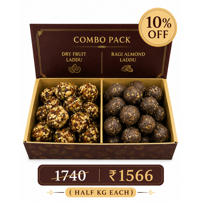 No Sugar Laddu Combo - Dry Fruit Laddu(half kg) & Ragi Almond Laddu(half kg)