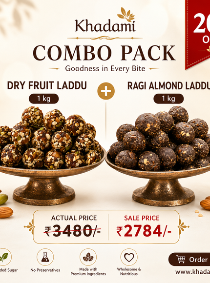 2 Kg No Sugar Laddu Combo - Ragi Almond Laddu and Dry Fruit Laddu