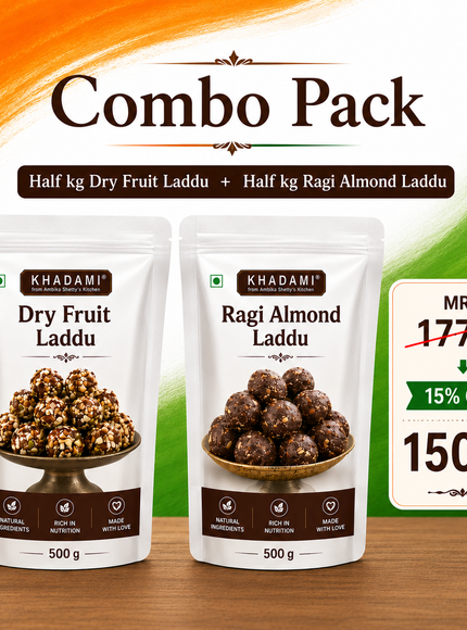 1 Kg No Sugar Laddu Combo - Dry Fruit Laddu(half kg) & Ragi Almond Laddu(half kg)