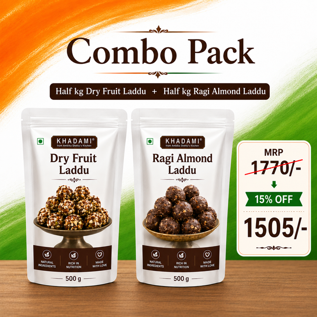 1 Kg No Sugar Laddu Combo - Dry Fruit Laddu(half kg) & Ragi Almond Laddu(half kg)